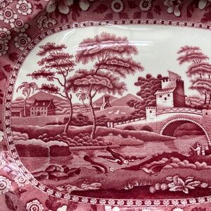 Copeland Spode Tower Pink Transferware Platter - Measures 16 x 12 inches wide